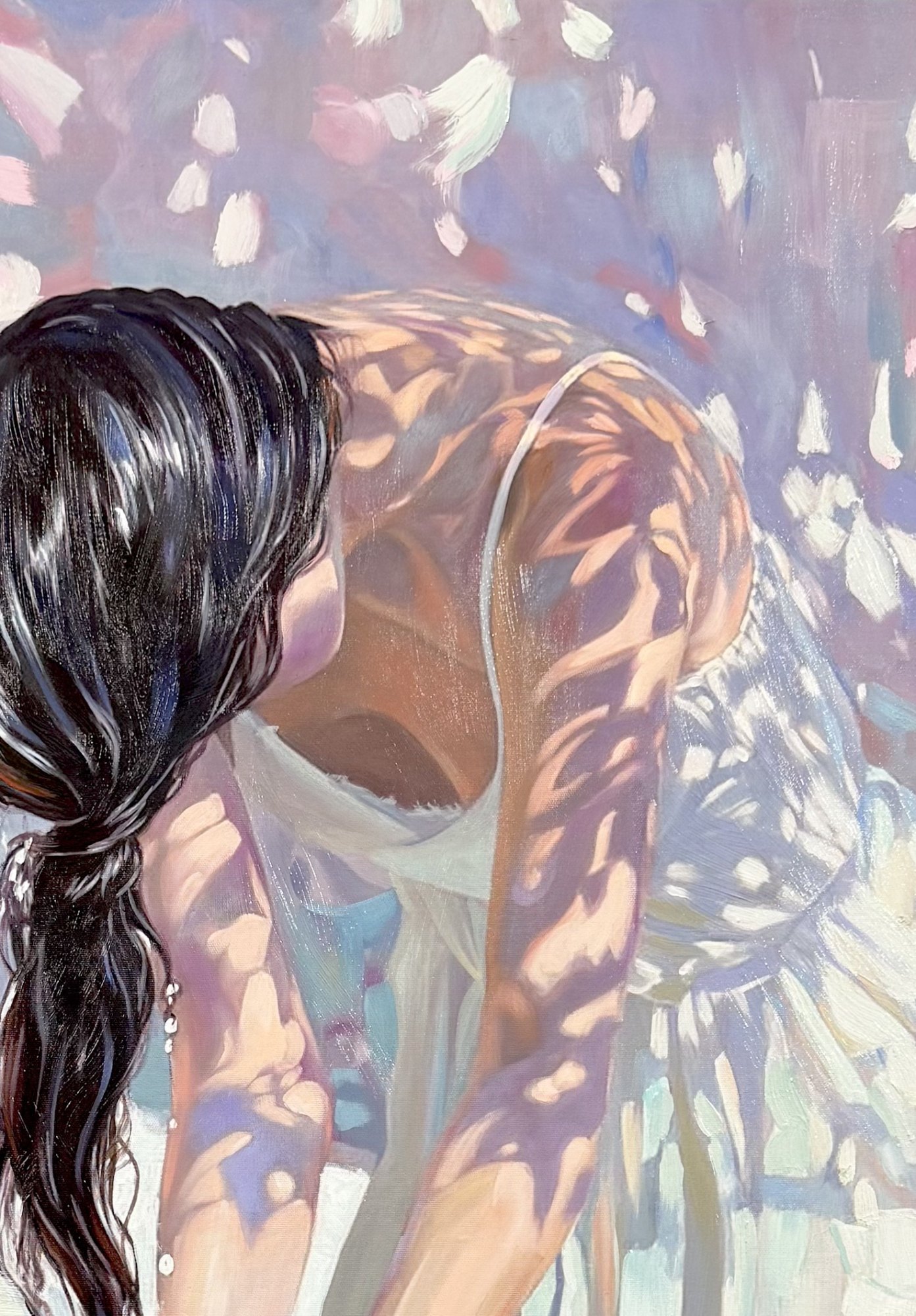 Still Water Ritual, oil painting by Elena Wuest – detail